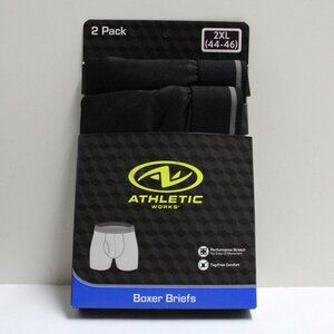 NWT Men's 2XL (44-46) Athletic Works 2 Pack Tag-Free Black Boxer Briefs
